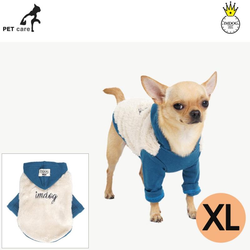 아이엠독 포인트 후드티셔츠 베이지 (블루소매) (XL) 강아지 티셔츠 T셔츠 애견용품 애완용품