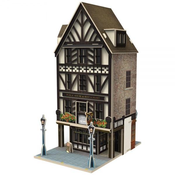 (3D입체퍼즐)(큐빅펀)(HO4104h) 튜더 양식의 레스토랑 영국 입체퍼즐 건축모형 마스코트 3D퍼즐 뜯어만들기 조립퍼즐 우드락퍼즐 세계유명건축물 유럽