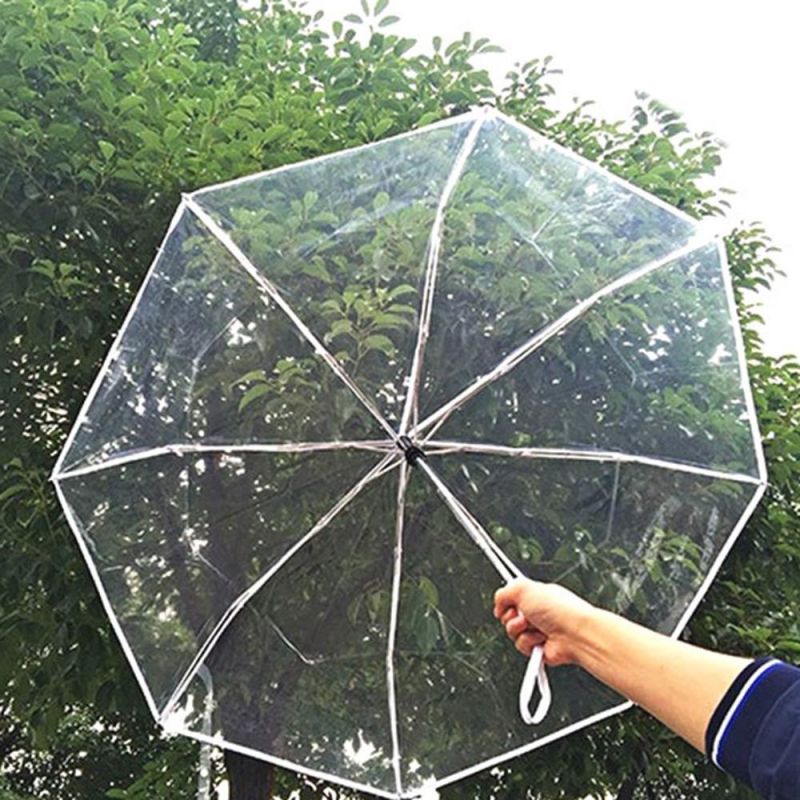 이쁜 블랙 투명 3단 자동 우산 접히는 초경량 가벼운 비닐우산 투명우산 3단우산 3단자동우산 튼튼한우산