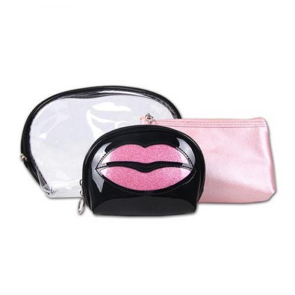 여행용 화장품 생리대 입술모양 파우치 3종 (핑크) 파우치 가방 작은가방 파우치가방 페브릭파우치