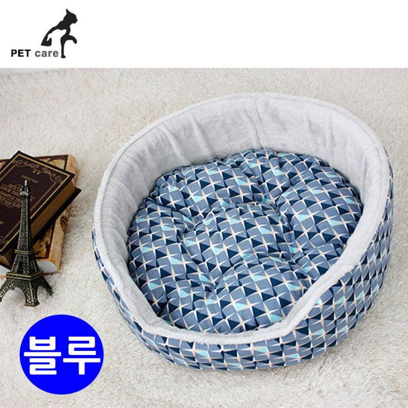 컴패니언 캐모 원형 방석 (블루) 강아지 하우스 방석 쿠션 애견용품