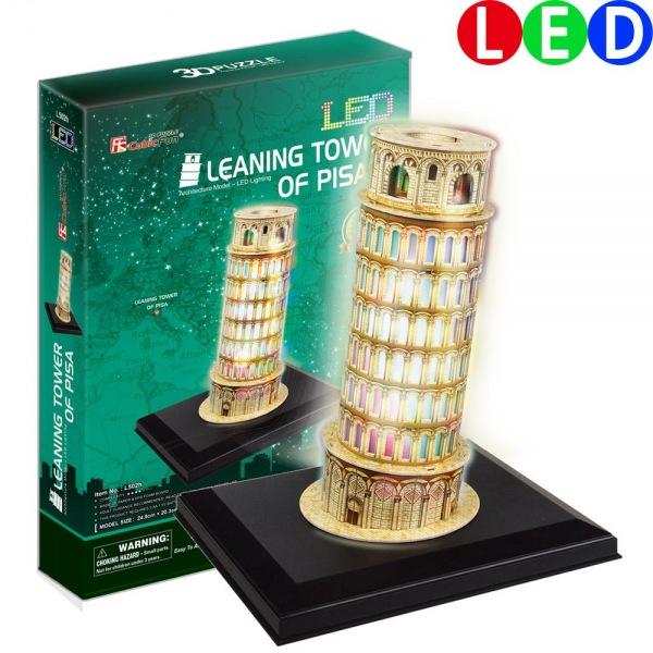 (3D입체퍼즐)(큐빅펀)(L502h) 피사의 사탑-LED 이탈리아 입체퍼즐 건축모형 마스코트 3D퍼즐 뜯어만들기 조립퍼즐 우드락퍼즐 세계유명건축물 유럽