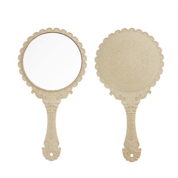 엔틱 원형 손거울-베이지 손거울 미니거울 휴대용거울 빗거울세트 거울빗