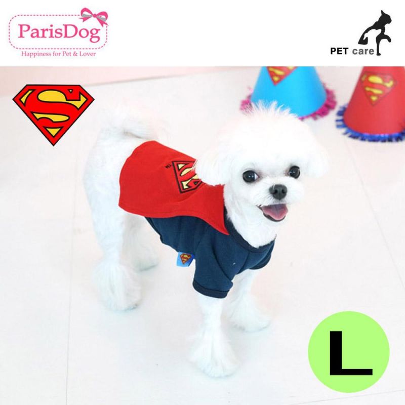 패리스독 슈퍼맨 왐 케이프 티셔츠 (레드) (망토) (L) 강아지 티셔츠 T셔츠 애견용품 애완용품