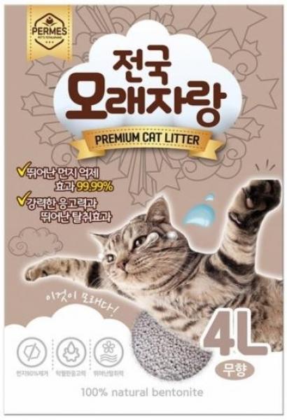 페르메스 전국모래자랑 3kg (1박스 4Lx6개 무향) 고양이모래 고양이용품 고양이화장실 고양이모래용품 고양이하우스