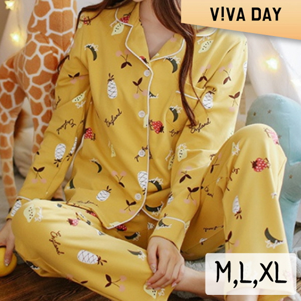 VIVA-M150 파인애플 홈웨어세트 홈웨어 잠옷 실내용웨어 홈웨어옷 여성잠옷 여자잠옷 잠옷세트 홈웨어세트 실내홈웨어 수면잠옷