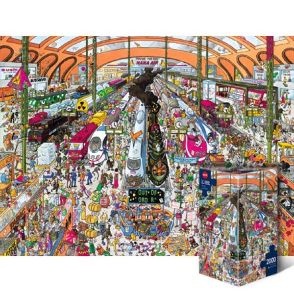 2000조각 직소퍼즐 - 복잡한 기차역 (삼각케이스)(유액없음)(헤야) 직소퍼즐 퍼즐 퍼즐직소 일러스트퍼즐 취미퍼즐