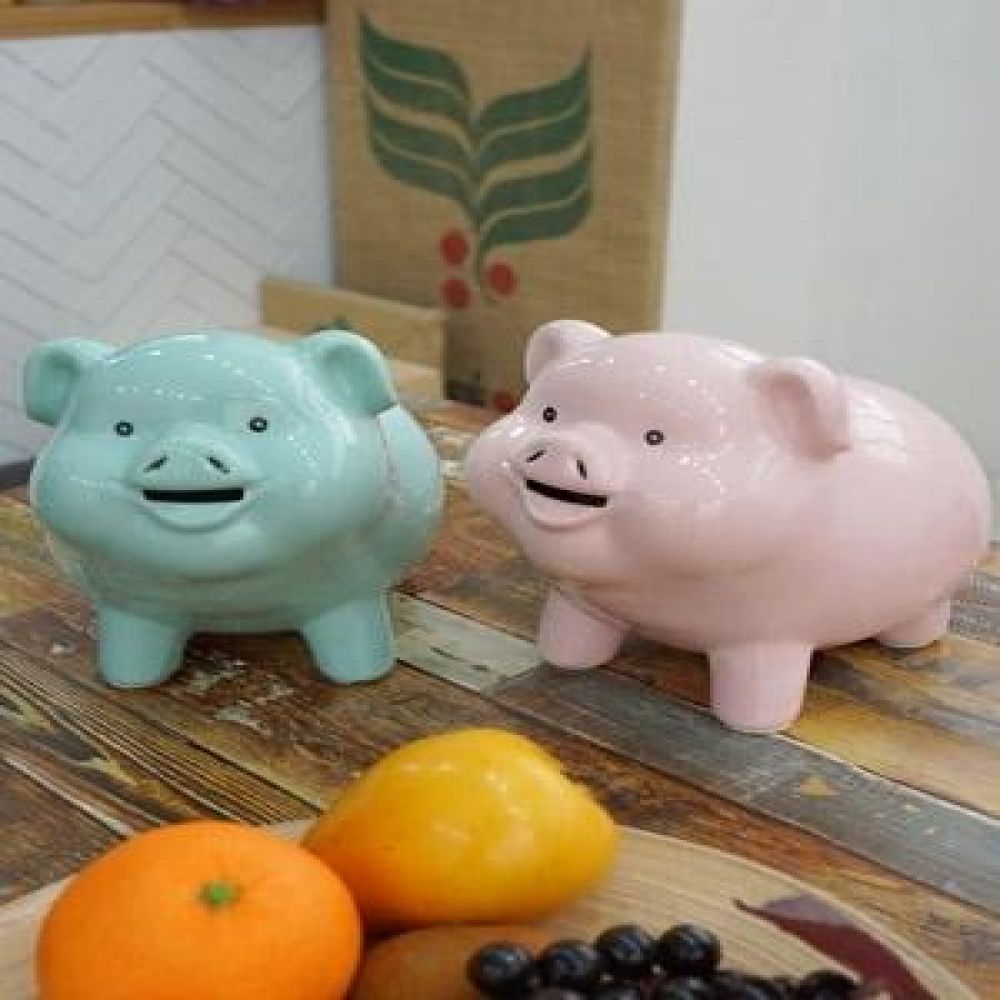 동전먹는 컬러 돼지 저금통 (2color) 도자기저금통 돼지소품 돼지장식품 도자기소품 장식소품