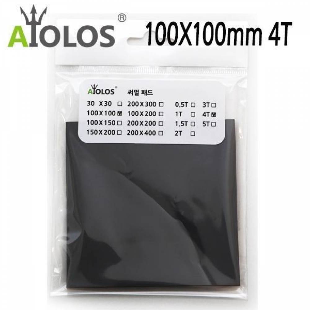 AiOLOS 써멀 패드 100x100 4T 써멀패드 열전도패드 냉각패드 방열패드 냉각써멀패드
