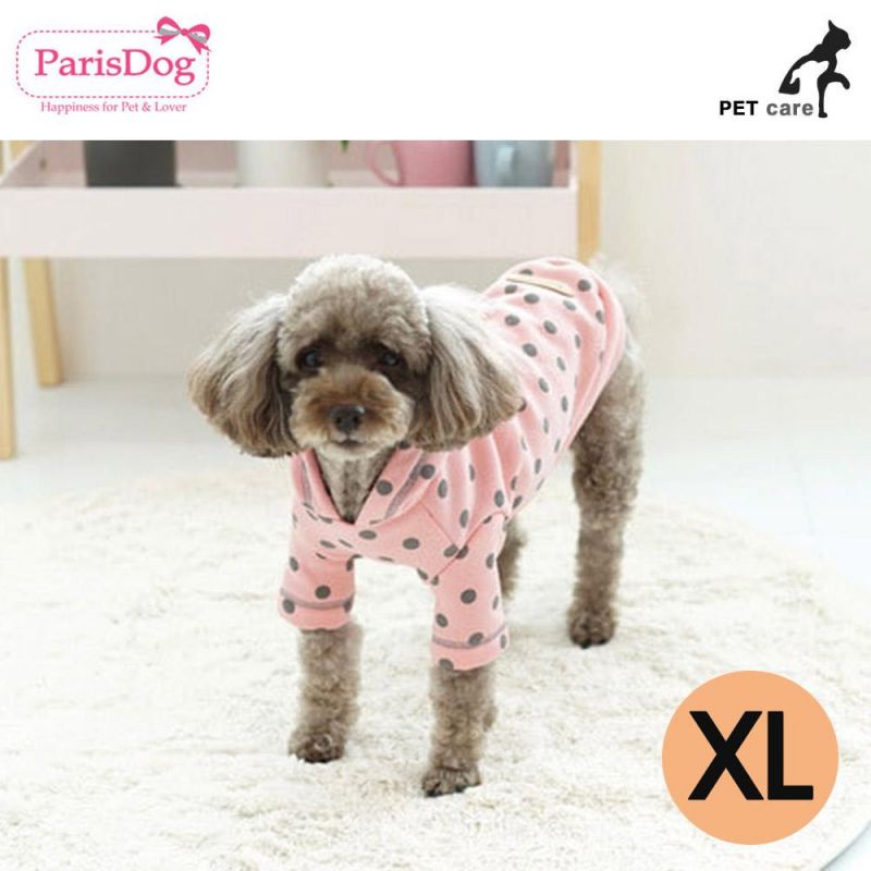 패리스독 도트 후드티셔츠 (핑크) (XL) 강아지 티셔츠 T셔츠 애견용품 애완용품