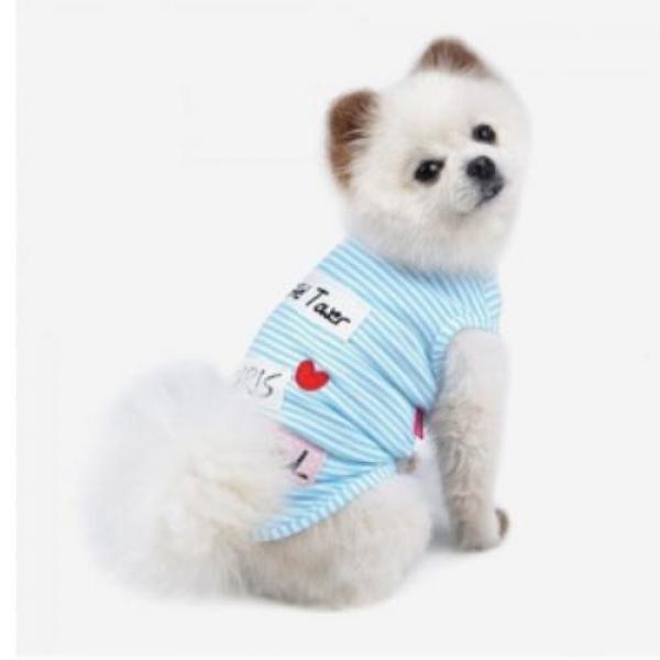 패리스독 에펠탑 티셔츠 - 블루 (S-XL) 애완용품 애견옷 강아지옷 반려견옷 고양이옷 야옹이옷 강아지민소매 애견민소매 고양이민소매
