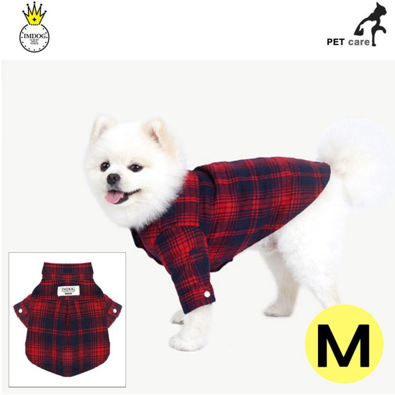 아이엠독 런던 체크 셔츠 (레드) (M) 강아지 티셔츠 T셔츠 애견용품 애완용품