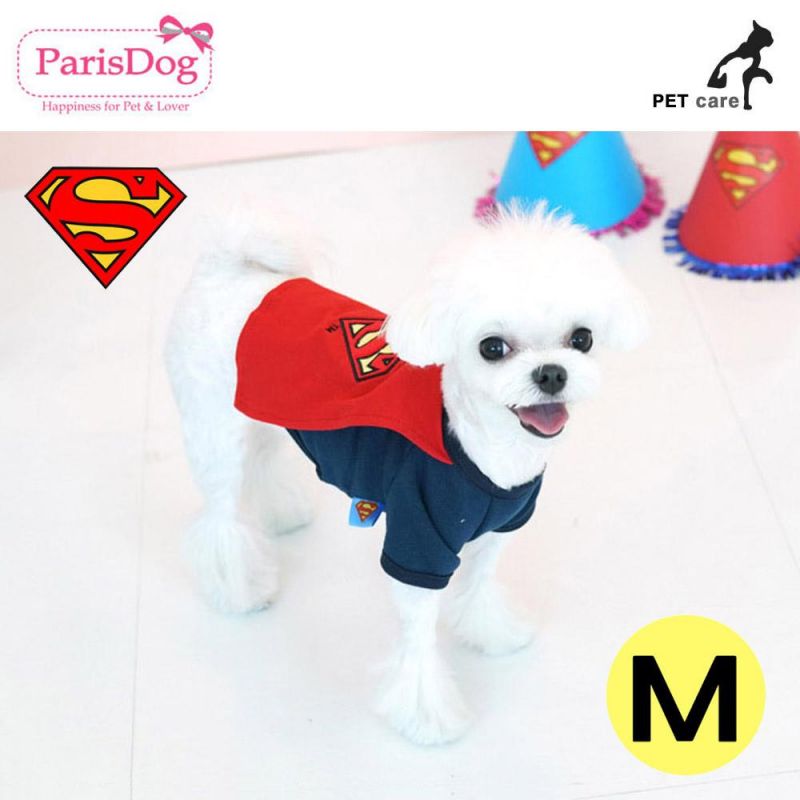 패리스독 슈퍼맨 왐 케이프 티셔츠 (레드) (망토) (M) 강아지 티셔츠 T셔츠 애견용품 애완용품