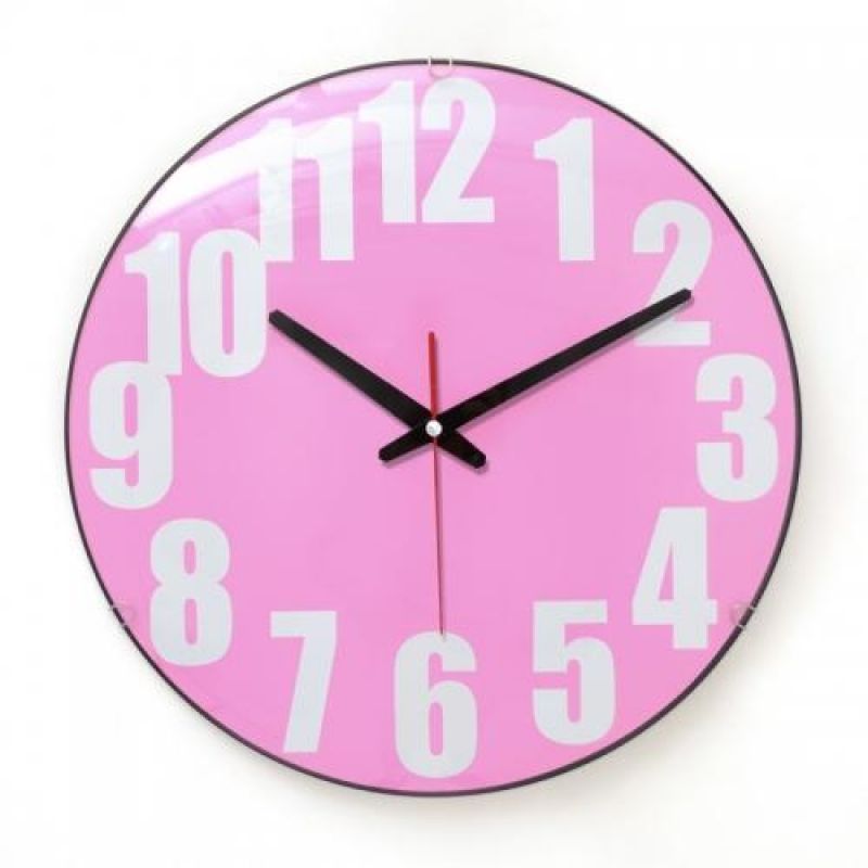 칼라 글라스 벽시계(핑크) 예쁜벽시계 인테리어벽시계 고급벽시계 거실벽시계 저소음 무소음 엔틱 양면시계 앤틱 벽시계