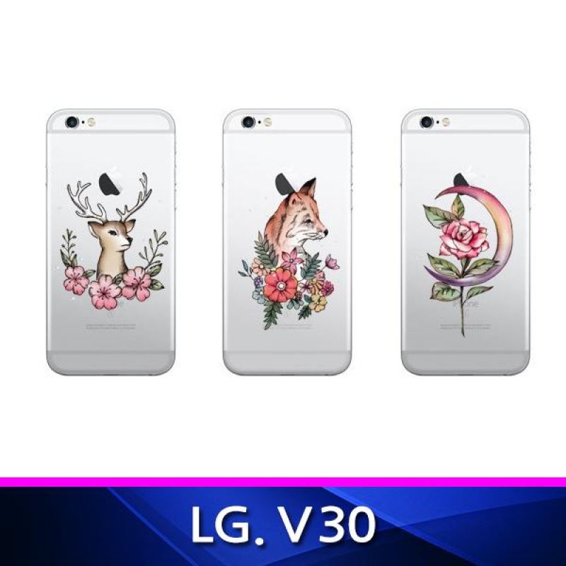 LG V30 TZ 꽃과 동물 투명젤리 폰케이스 핸드폰케이스 휴대폰케이스 그래픽케이스 투명젤리케이스 V30케이스