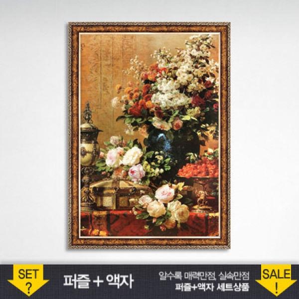1000조각 직소퍼즐 - 꽃병 앤틱골드액자세트 (액자포함)