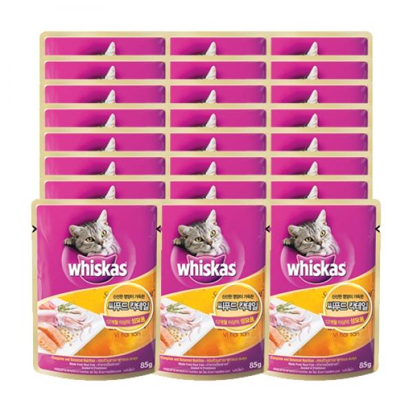 위스카스 씨푸드칵테일 85g 24개입 고양이간식 고양이파우치 냥이간식 냥이파우치 애묘간식