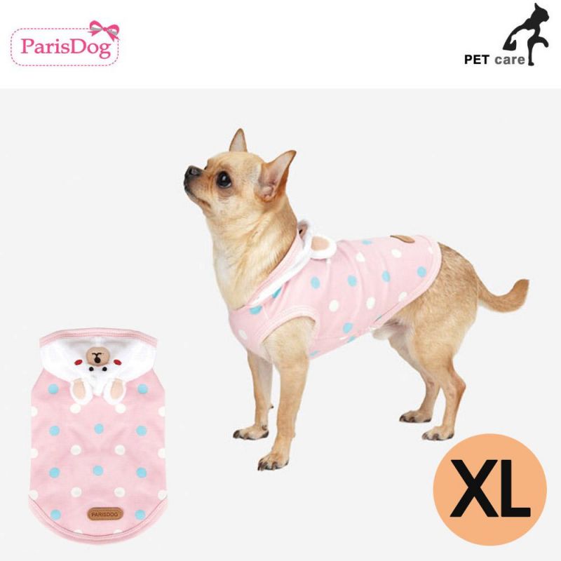 패리스독 베어후드 티셔츠 (핑크) (XL) 강아지 티셔츠 T셔츠 애견용품 애완용품