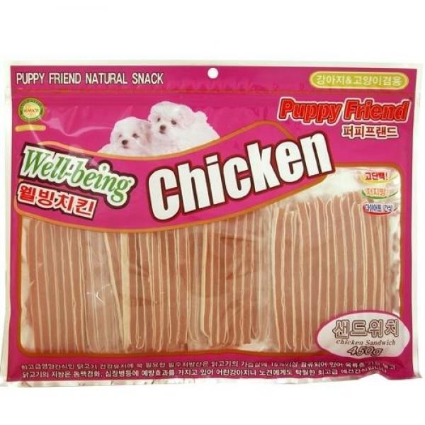 퍼피프랜드 치킨 샌드위치 400g 애완용품 개껌 강아지사료 강아지육포 애견간식 해조류간식 애견영양간식 통조림 애견용품