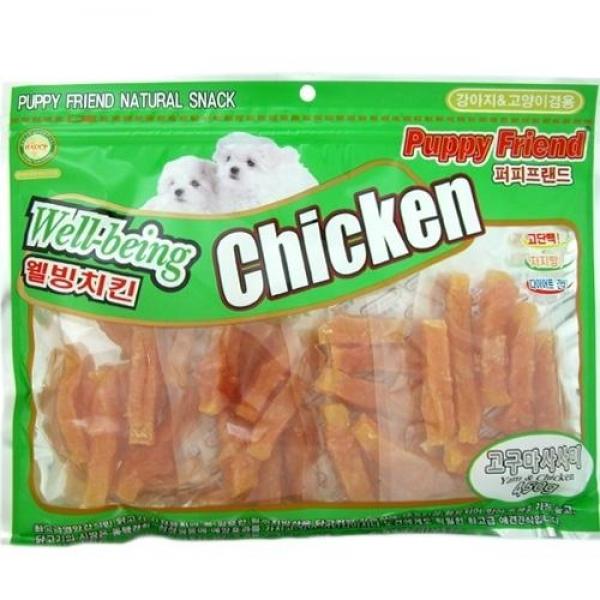 퍼피프랜드 치킨 고구마 400g 애완용품 개껌 강아지사료 강아지육포 애견간식 해조류간식 애견영양간식 통조림 애견용품