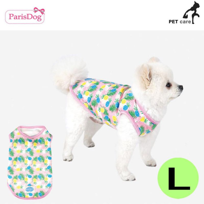 패리스독 파인애플 티셔츠 (핑크) (L) 강아지 티셔츠 T셔츠 애견용품 애완용품