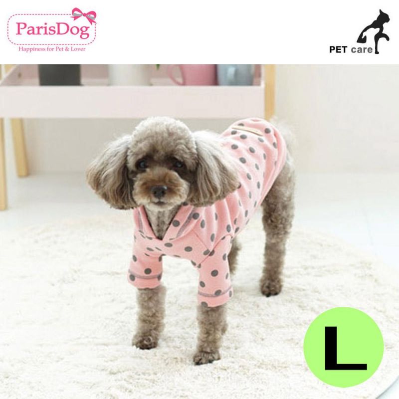 패리스독 도트 후드티셔츠 (핑크) (L) 강아지 티셔츠 T셔츠 애견용품 애완용품