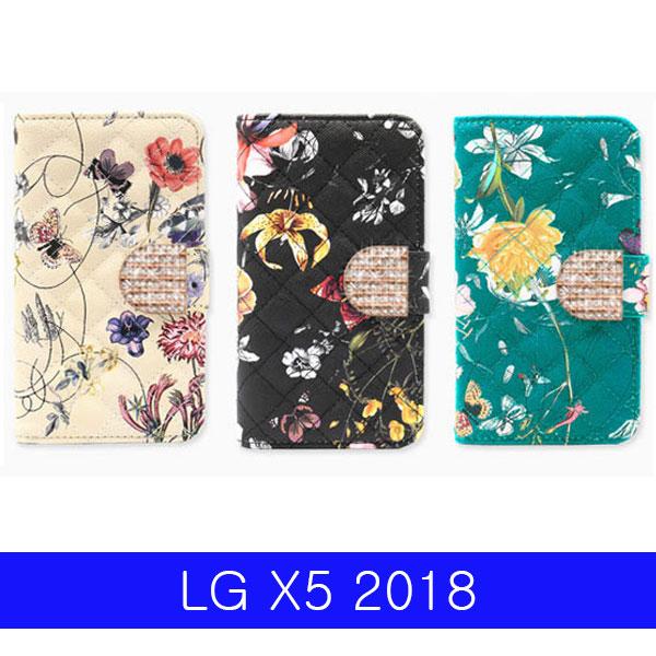 LG X5 2018 프린트플라워 큐빅다이어리 LM_X510 엘지X52018케이스 LGX52018케이스 X52018케이스 엘지X510케이스 LGX510케이스