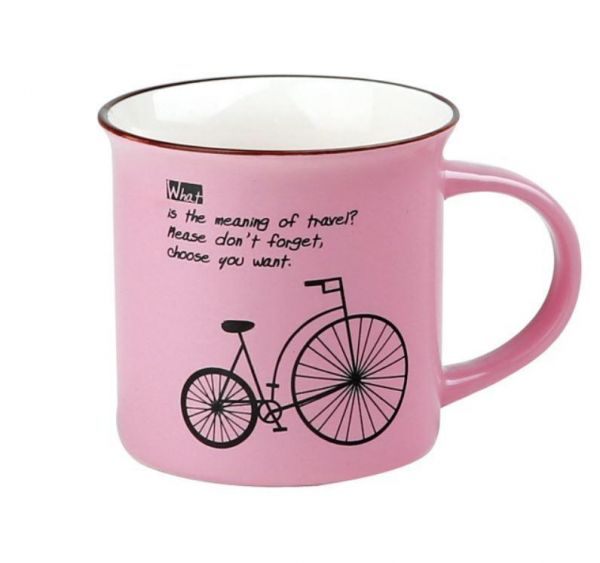 자전거머그8(핑크) 머그컵 머그잔 도자기컵 물컵 유리머그컵