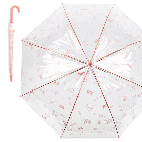오버액션토끼 패턴 60 투명우산(핑크) 우산 유아우산 아기우산 아동우산 어린이우산 초등학생우산 캐릭터우산 캐릭터장우산 자동우산 3단자동우산