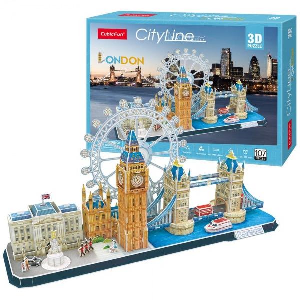 (3D퍼즐마을)(큐빅펀)(MC253h) 시티라인-런던 큐빅펀 입체퍼즐 마스코트 3D퍼즐 뜯어만들기 조립퍼즐 우드락퍼즐 유명건축물 유럽
