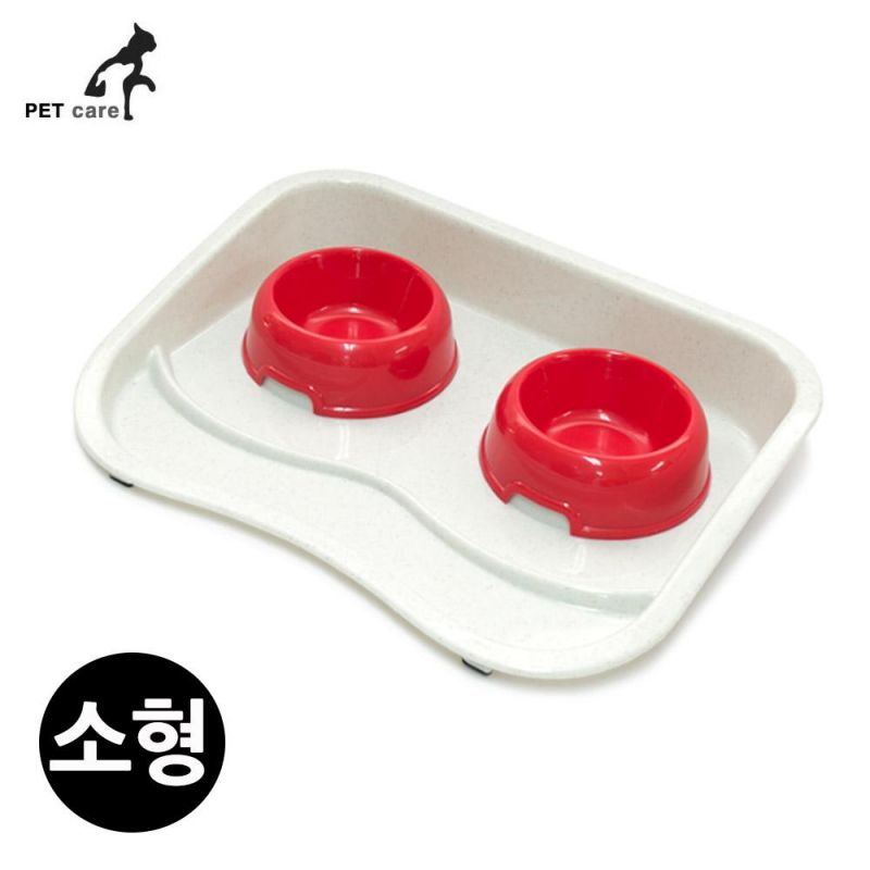 엠펫 식판식기 세트 소형 (FED-01) (레드) 강아지 급수기 급식기 개급식기 애견용품