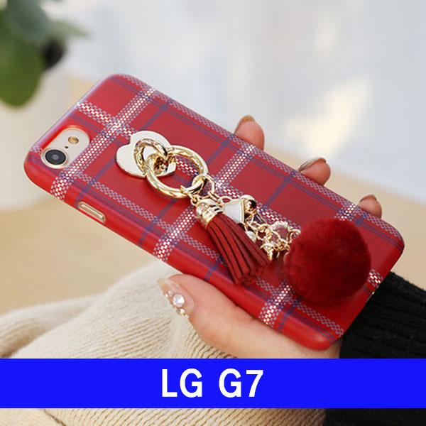 LG G7 심플 체크 방울데코 G710 케이스 엘지G7케이스 LGG7케이스 G7케이스 엘지G710케이스 LGG710케이스
