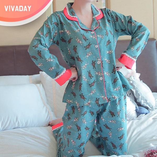 VIVA-M76 곰인형 파자마 잠옷 홈웨어 파자마 잠옷세트 란제리 실내복 이지웨어 가운