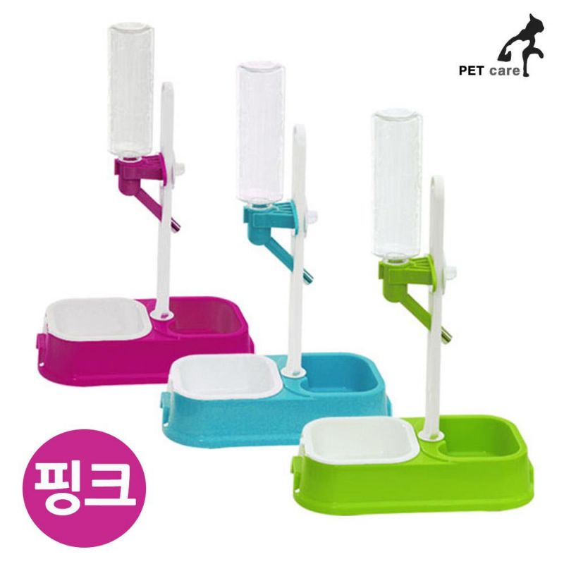 뉴트리오 스텐드 물병식기 (핑크) 강아지 급수기 급식기 애견용품 반자동