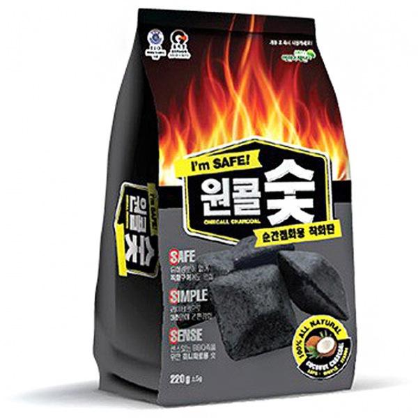 몽동닷컴 원콜 야자숯 착화탄 220g 숯 야자숯 고기숯 바베큐숯 착화탄