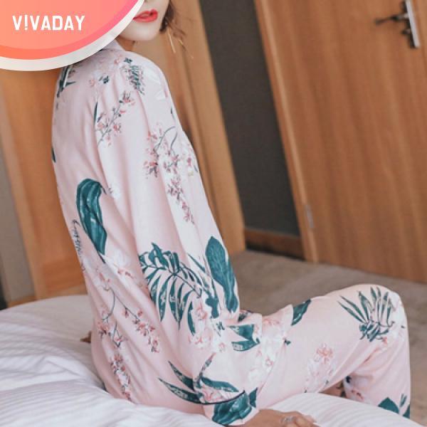 VIVA-M77 보태니컬 셔츠 홈웨어세트 잠옷 홈웨어 파자마 잠옷세트 란제리 실내복 이지웨어 가운