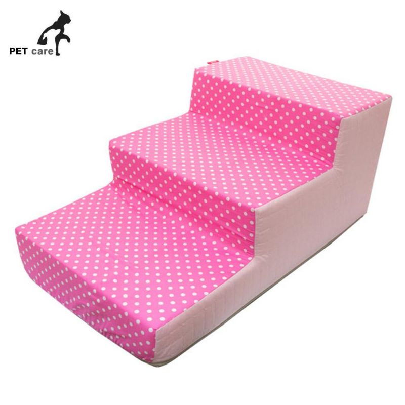 두기펫 줄리 도트 3단 스텝 (핑크) 강아지 침대계단 스텝 애완동물 애견용품