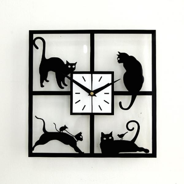 몽동닷컴 사각 고양이 벽시계( C101 ) 다용도벽시계 예쁜벽시계 인테리어시계 거실벽시계 실내인테리어 벽시계 인테리어용품 저소음 저소음벽시계