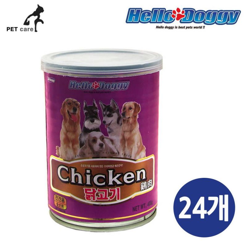 헬로도기 닭고기캔 1박스 (400g x 24개) 강아지 통조림 개통조림 애완간식 애견용품