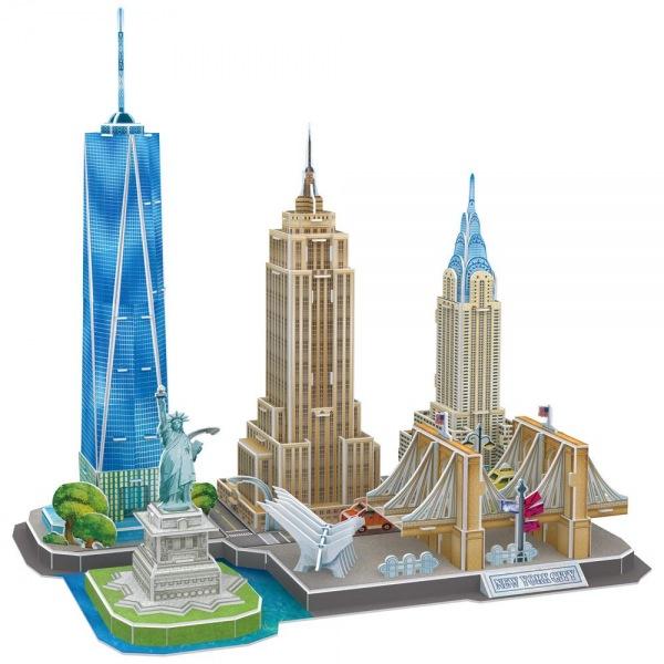 (3D퍼즐마을)(큐빅펀)(MC255h) 시티라인-뉴욕 큐빅펀 입체퍼즐 마스코트 3D퍼즐 뜯어만들기 조립퍼즐 우드락퍼즐 유명건축물 유럽