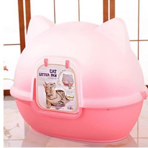 큐티 후드화장실 - 핑크 고양이 화장실 응고형 평판형 후드형 모래탈취제 고양이용품.하우스형 사막화방지매트 고양이매트 고양이화장실 애견용품