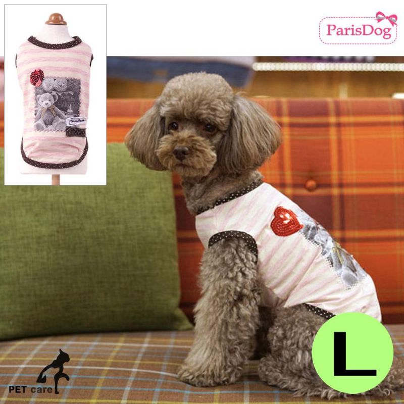 패리스독 테디베어 티셔츠 (핑크) (L) 강아지 티셔츠 T셔츠 애견용품 애완용품