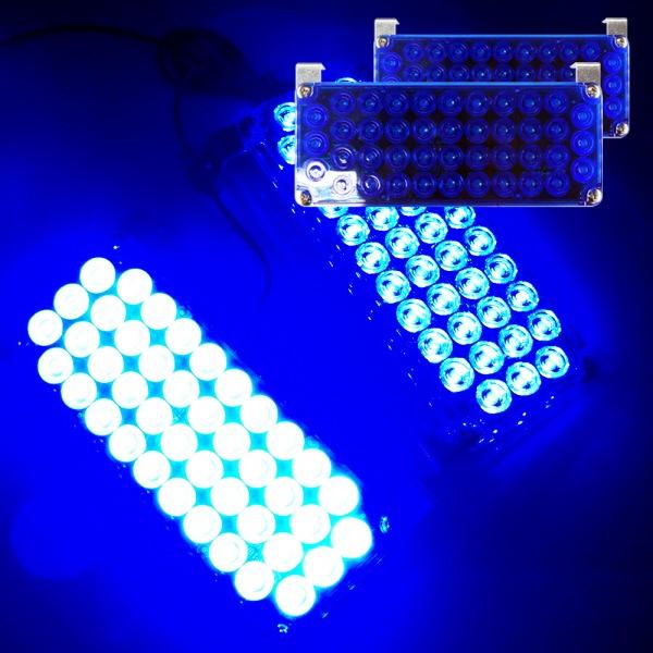 12V 모듈내장형 사각 42발 슬림 LED경광등 블루커버-블루LED 2개1세트 그릴등 작업등 경고등 경광등 경과아등