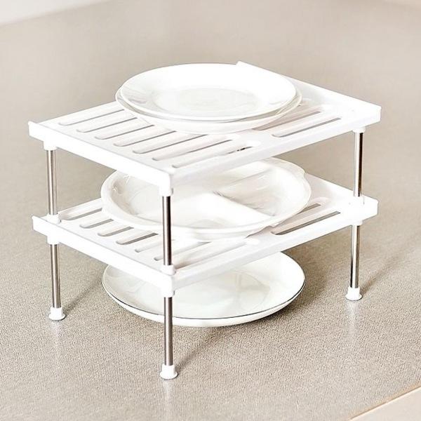 몽동닷컴 흰색 접시거치대 2단 1Set 접시선반 그릇정리대 접시꽂이 접시거치대 주방용품