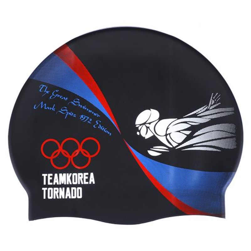 TC1912_BLK 팀코리아토네이도 실리콘수모 수영모자 수영용품 수영모 수중운동용품 디자인수영모