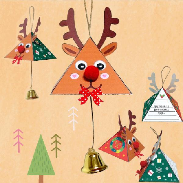 (만들기재료)삼각모빌 만들기 _ 크리스마스 루돌프 카드 만들기 5개묶음 만들기재료 크리스마스만들기 눈사람만들기 루돌프만들기 크리스마스카드 모빌만들기 어린이집만들기 유치원만들기 만들기수업