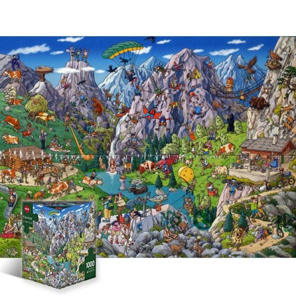 1000조각 직소퍼즐 - 알프스 산맥의 여행자들 (삼각케이스)(유액없음)(헤야) 직소퍼즐 퍼즐 퍼즐직소 일러스트퍼즐 취미퍼즐