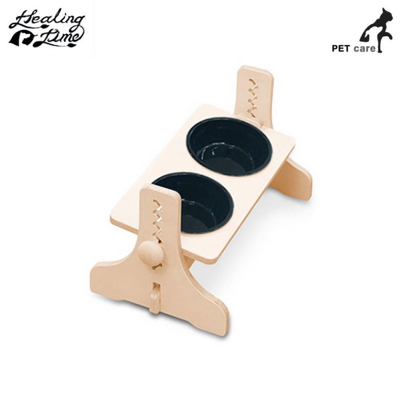 힐링타임 높이조절 원목식탁 2구 (NH-349) (블랙) 강아지 급수기 급식기 개급식기 애견용품