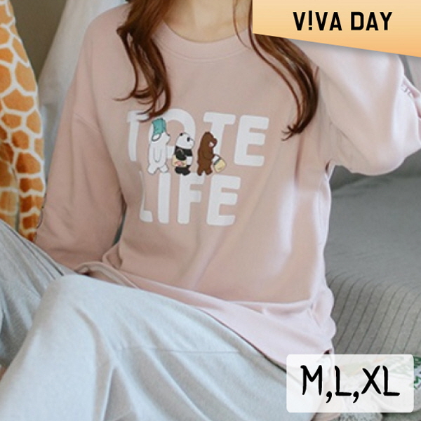 VIVA-M160 동물3총사 홈웨어세트 홈웨어 잠옷 실내용웨어 홈웨어옷 여성잠옷 여자잠옷 잠옷세트 홈웨어세트 실내홈웨어 수면잠옷