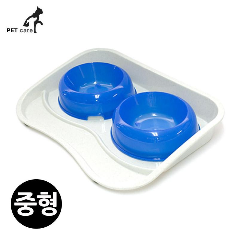 엠펫 식판식기 세트 중형 (FED-02) (블루) 강아지 급수기 급식기 개급식기 애견용품